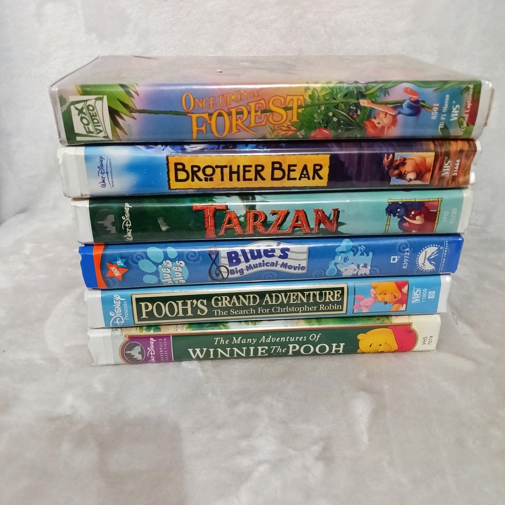 Disney & Kids VHS Lot Tarzan Brother Bear Winnie the Pooh Once Upon a Forest 6
